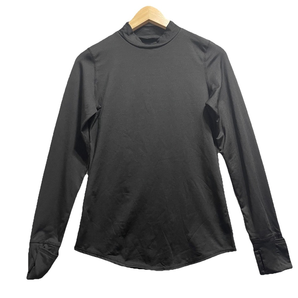 ClimateRight by Cuddl Duds Top Women S Black Mock Neck Plush Warmth Thumbhole